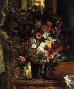 Eugene Delacroix A Vase of Flowers on a Console Spain oil painting reproduction
